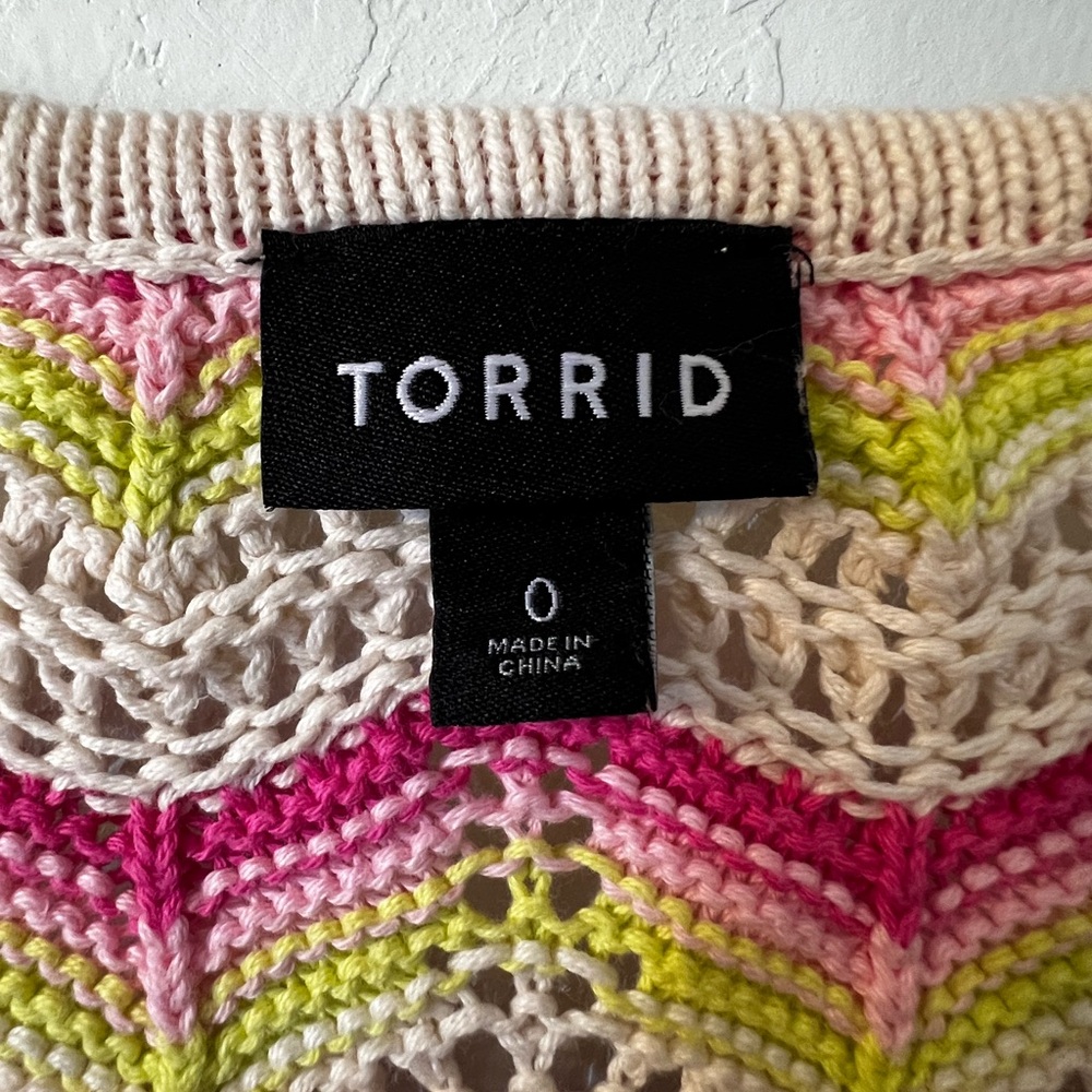 Torrid Multicolor Chevron Knit Short Sleeve Faux Cardigan 0 - Picture 3 of 6